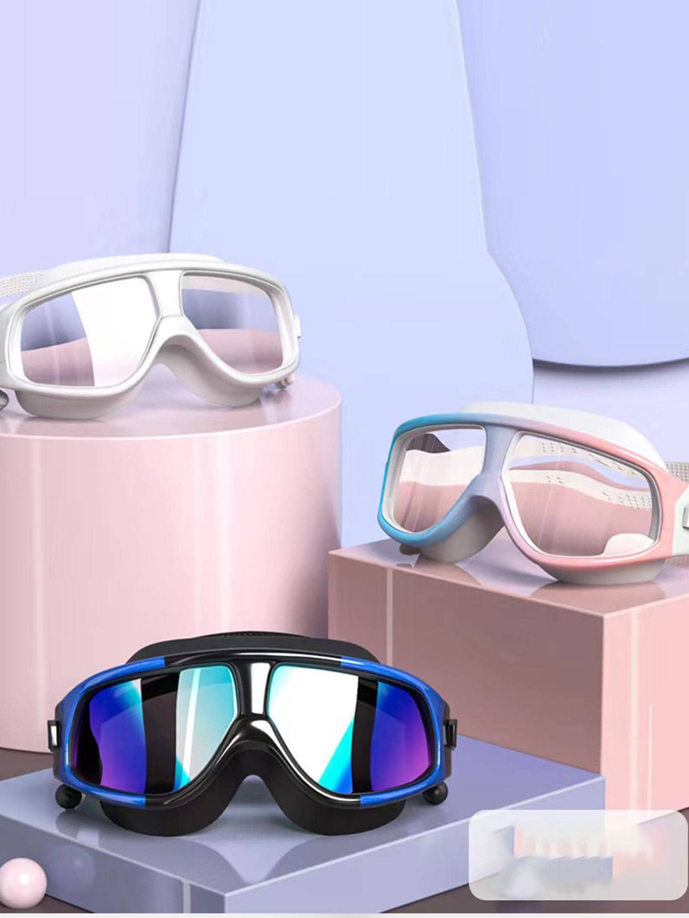 Swim Cap Silicone - Profesjonalne okulary pływackie HD Wodoodporny, przeciwmgielny,